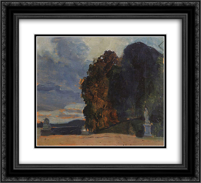 In the Park of Versailles 22x20 Black Ornate Wood Framed Art Print Poster with Double Matting by Somov, Konstantin