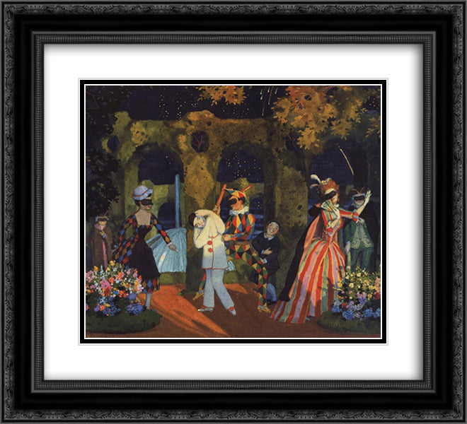 Italian Comedy 1 22x20 Black Ornate Wood Framed Art Print Poster with Double Matting by Somov, Konstantin