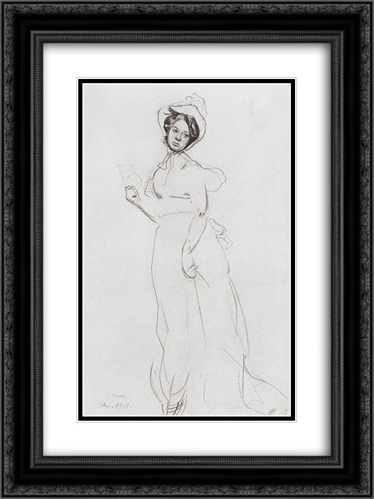 Lady 18x24 Black Ornate Wood Framed Art Print Poster with Double Matting by Somov, Konstantin