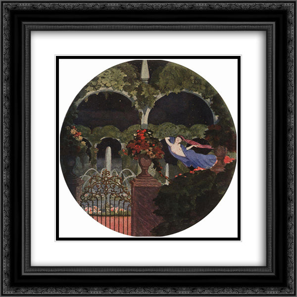 Magic Garden (Night Vision) 20x20 Black Ornate Wood Framed Art Print Poster with Double Matting by Somov, Konstantin