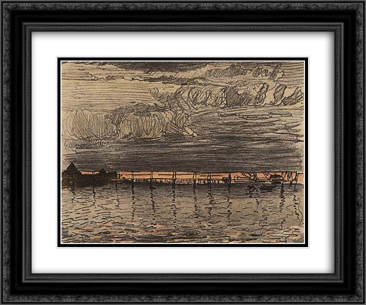 Martyshkino 24x20 Black Ornate Wood Framed Art Print Poster with Double Matting by Somov, Konstantin