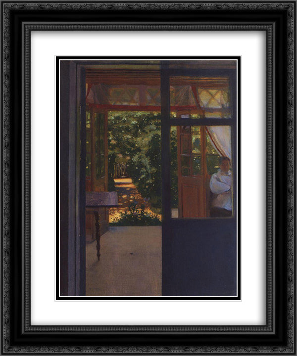 On the Balcony 20x24 Black Ornate Wood Framed Art Print Poster with Double Matting by Somov, Konstantin