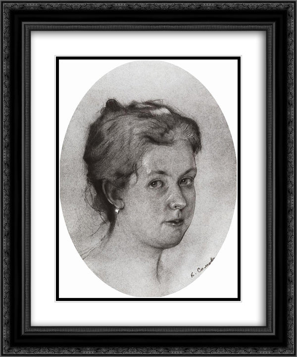 Portrait A. Somova-Mikhailova 20x24 Black Ornate Wood Framed Art Print Poster with Double Matting by Somov, Konstantin