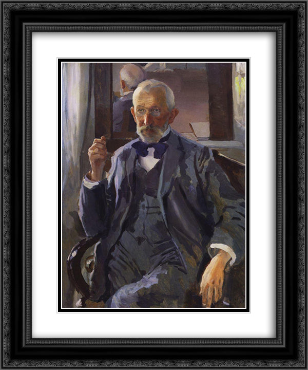 Portrait of A. Somov, the Artist's Father 20x24 Black Ornate Wood Framed Art Print Poster with Double Matting by Somov, Konstantin