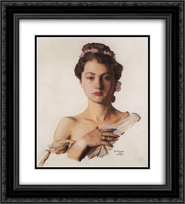 Portrait of Alexandra Levchenko 20x22 Black Ornate Wood Framed Art Print Poster with Double Matting by Somov, Konstantin