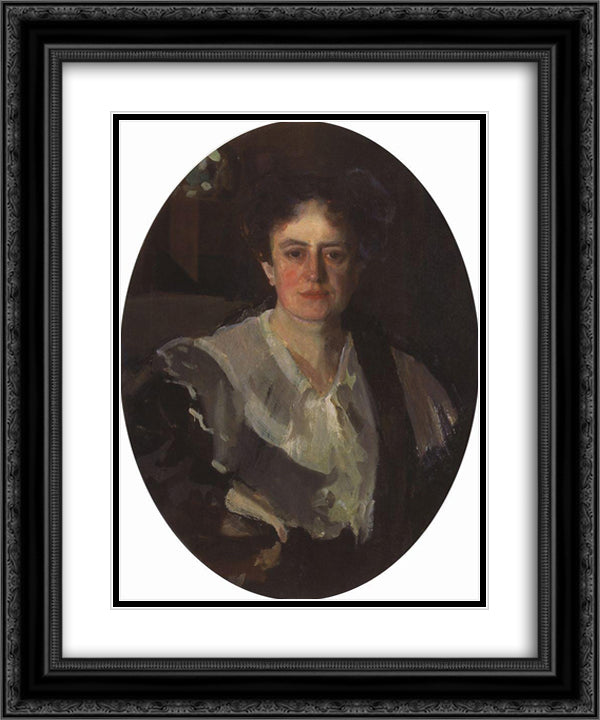 Portrait of Artist E. Zvantseva 20x24 Black Ornate Wood Framed Art Print Poster with Double Matting by Somov, Konstantin
