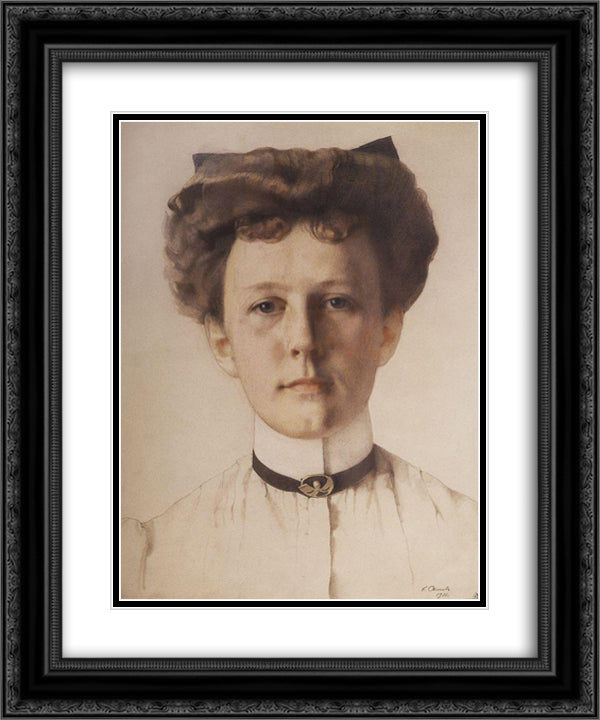 Portrait of Baroness Alexandra Nolde 20x24 Black Ornate Wood Framed Art Print Poster with Double Matting by Somov, Konstantin
