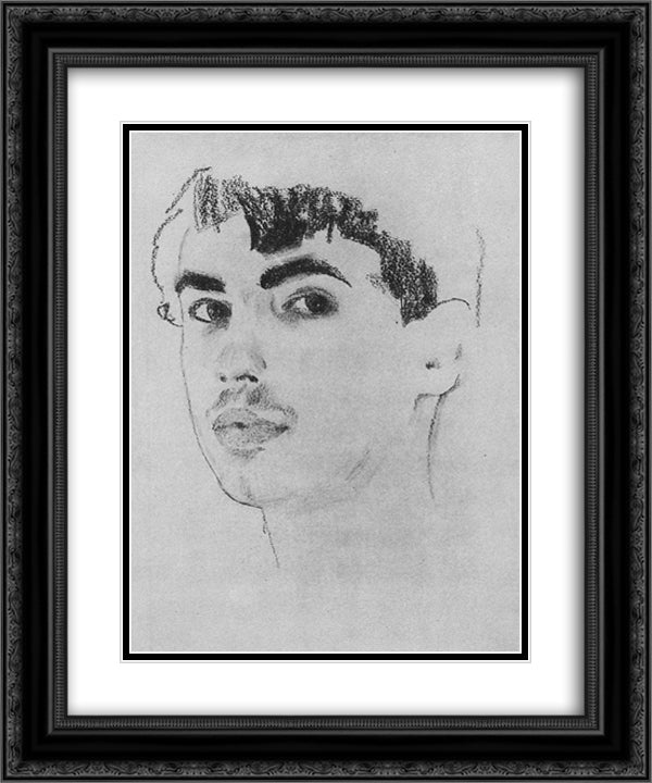 Portrait of N. Poznyakov 20x24 Black Ornate Wood Framed Art Print Poster with Double Matting by Somov, Konstantin