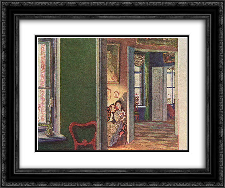 Winter 24x20 Black Ornate Wood Framed Art Print Poster with Double Matting by Somov, Konstantin