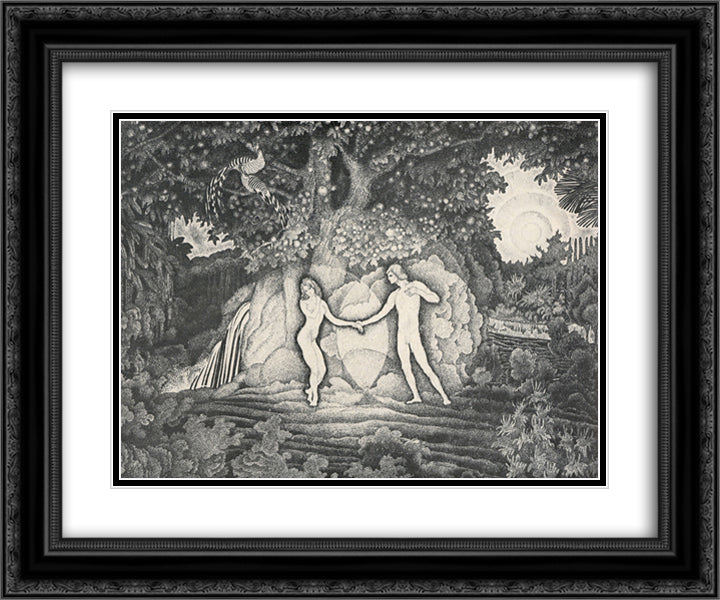 Adam and Eve 24x20 Black Ornate Wood Framed Art Print Poster with Double Matting by Yuon, Konstantin