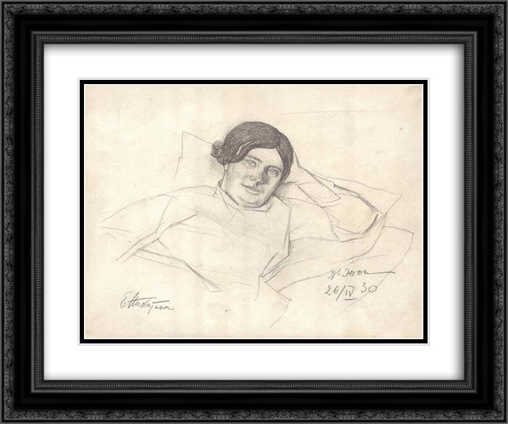 E.F. Nikitina 24x20 Black Ornate Wood Framed Art Print Poster with Double Matting by Yuon, Konstantin
