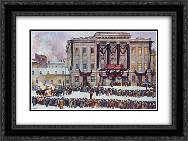 In those days. At the House of Unions in the days of Lenin's funeral 24x18 Black Ornate Wood Framed Art Print Poster with Double Matting by Yuon, Konstantin