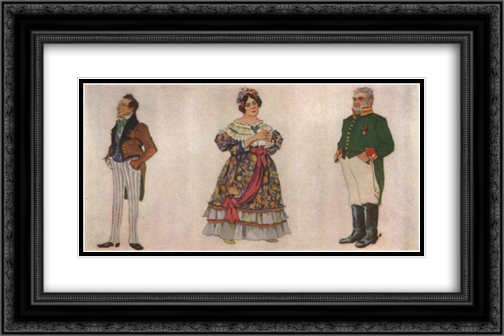 Khlestakov, Anna Andreevna, Gorodnichiy 24x16 Black Ornate Wood Framed Art Print Poster with Double Matting by Yuon, Konstantin