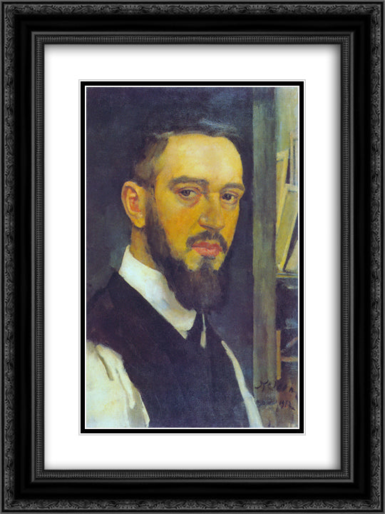 Self - Portrait 18x24 Black Ornate Wood Framed Art Print Poster with Double Matting by Yuon, Konstantin