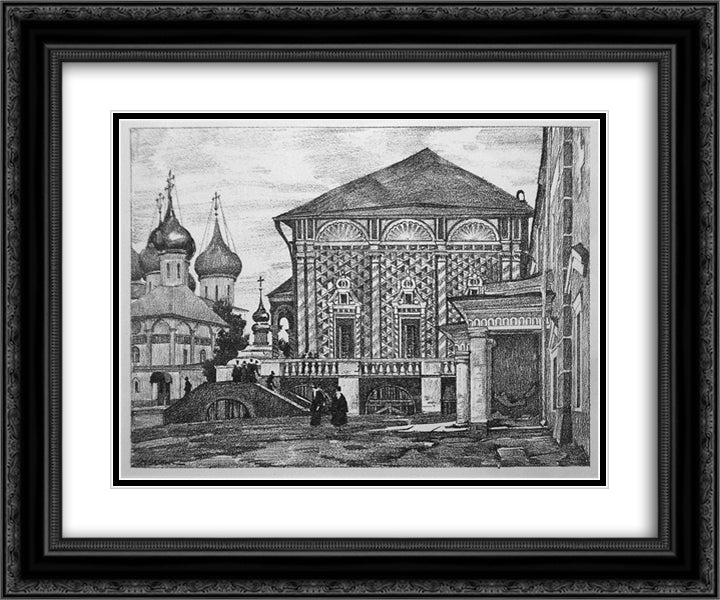 Sergiyev Posad. Refectory 24x20 Black Ornate Wood Framed Art Print Poster with Double Matting by Yuon, Konstantin