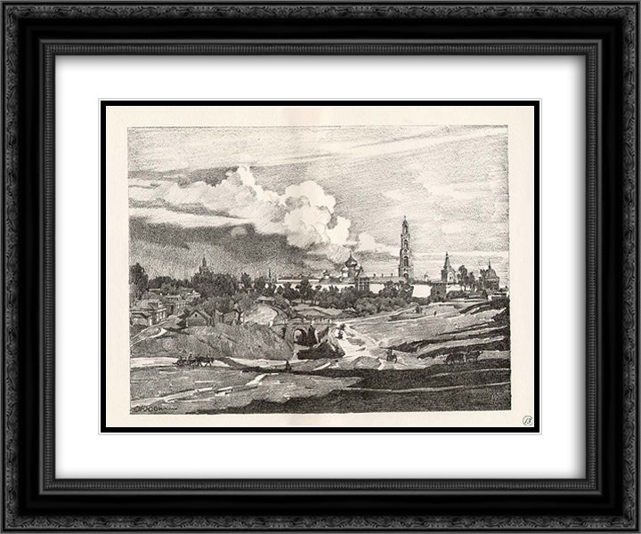 Sergiyev Posad. The Monastery's View from the North 24x20 Black Ornate Wood Framed Art Print Poster with Double Matting by Yuon, Konstantin