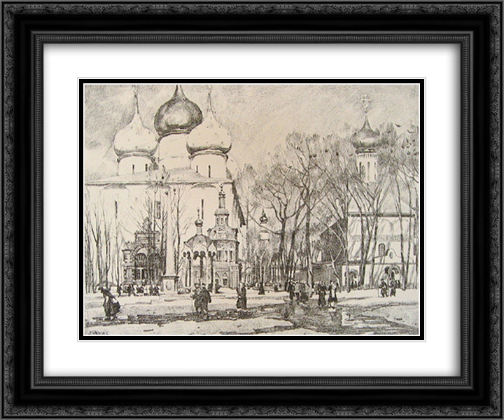 Sergiyev Posad. The Uspensky Cathederal 24x20 Black Ornate Wood Framed Art Print Poster with Double Matting by Yuon, Konstantin