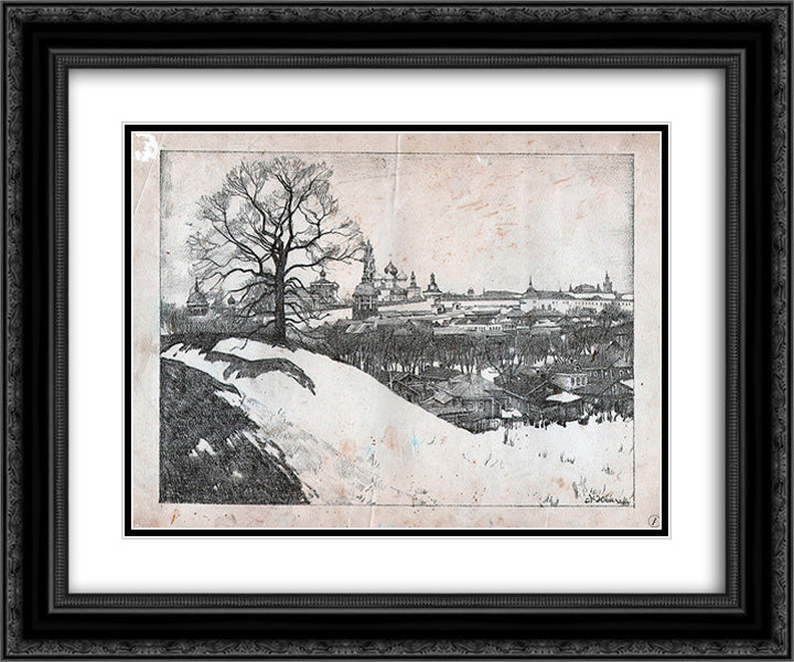 Sergiyev Posad. View of the Monastery with Oak 24x20 Black Ornate Wood Framed Art Print Poster with Double Matting by Yuon, Konstantin