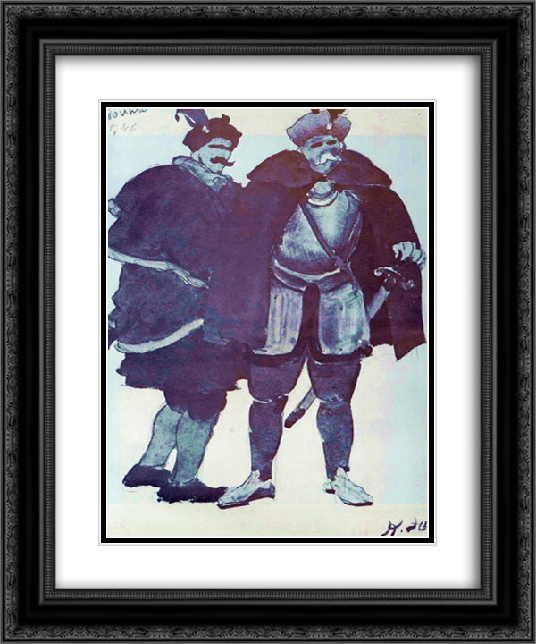 Sketch for Glinka's opera Ivan Susanin. Warriors 20x24 Black Ornate Wood Framed Art Print Poster with Double Matting by Yuon, Konstantin
