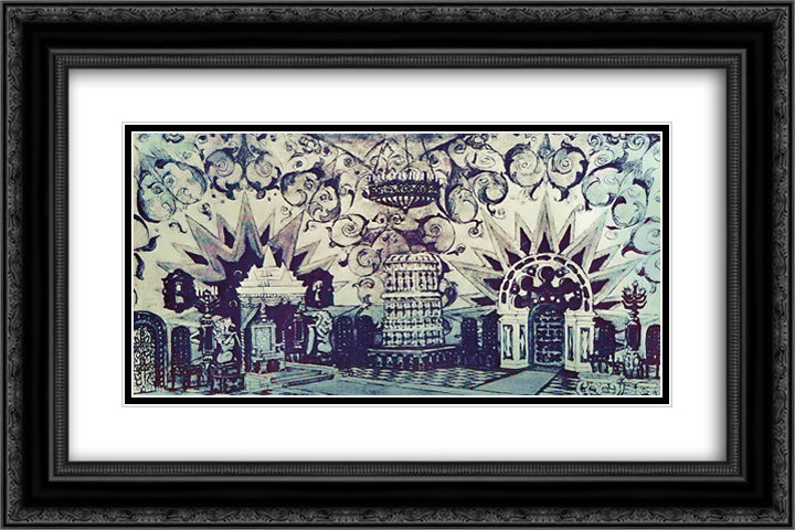 Sketch of the comedy tale Marshak 'Woe to fear - happiness can not see. Royal chambers 24x16 Black Ornate Wood Framed Art Print Poster with Double Matting by Yuon, Konstantin
