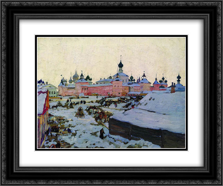Spring Evening. Rostov The Great 24x20 Black Ornate Wood Framed Art Print Poster with Double Matting by Yuon, Konstantin