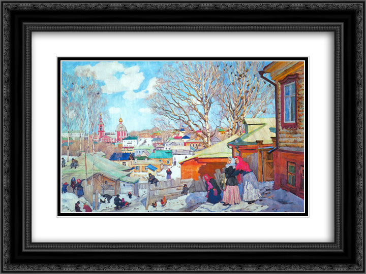Spring Sunny Day 24x18 Black Ornate Wood Framed Art Print Poster with Double Matting by Yuon, Konstantin
