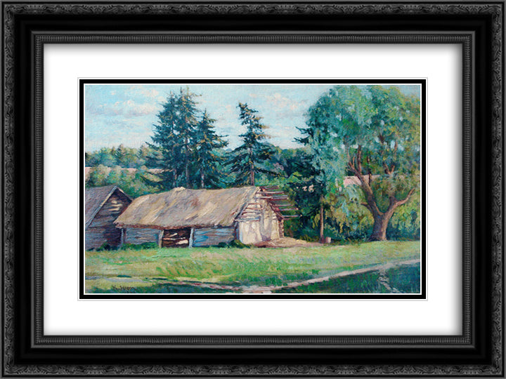 Summer Landscape 24x18 Black Ornate Wood Framed Art Print Poster with Double Matting by Yuon, Konstantin