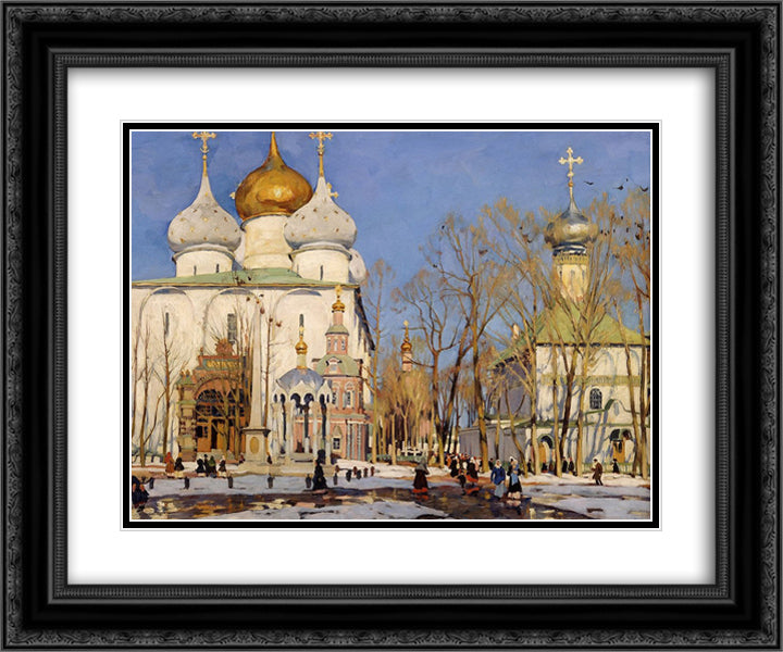 The Annunciation Day 24x20 Black Ornate Wood Framed Art Print Poster with Double Matting by Yuon, Konstantin