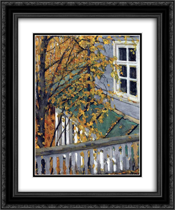 The Autumn View From The Balcony 20x24 Black Ornate Wood Framed Art Print Poster with Double Matting by Yuon, Konstantin