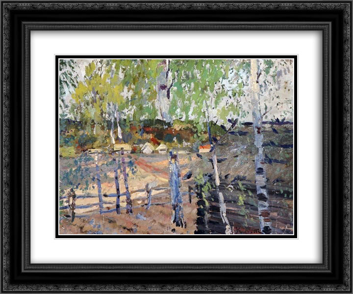 The Countryside View 24x20 Black Ornate Wood Framed Art Print Poster with Double Matting by Yuon, Konstantin