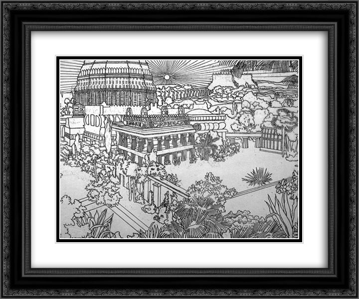 The Golden Fleece Magazine. The Utopia 24x20 Black Ornate Wood Framed Art Print Poster with Double Matting by Yuon, Konstantin