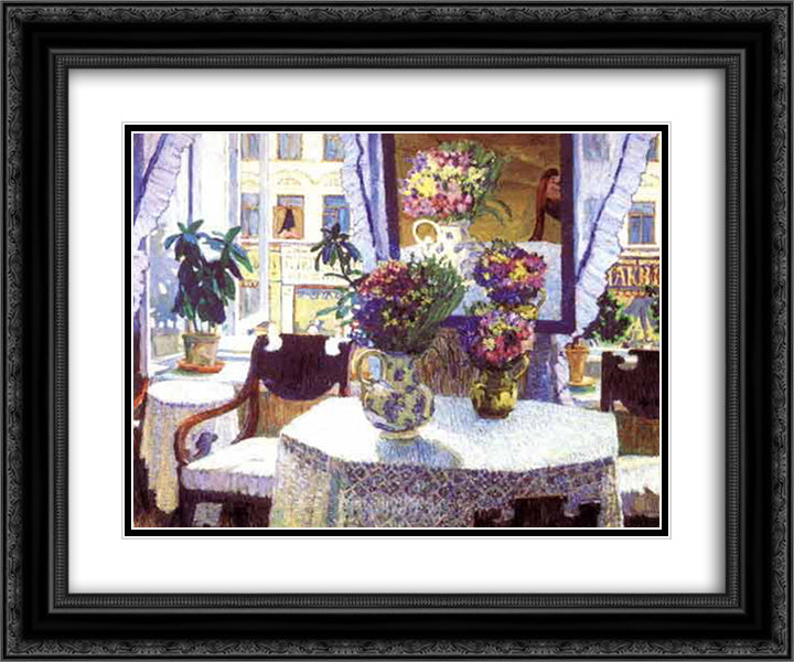 The Interieur 24x20 Black Ornate Wood Framed Art Print Poster with Double Matting by Yuon, Konstantin
