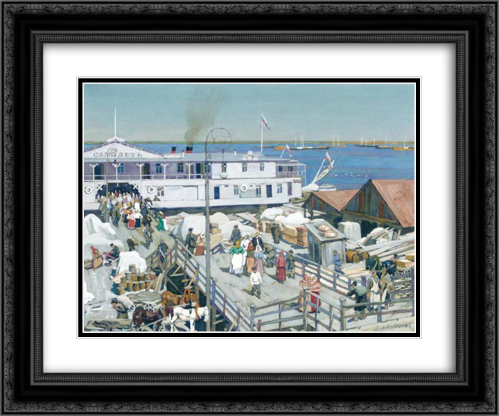 The Pierce Samolyot on Volga. Nizhny Novgorod 24x20 Black Ornate Wood Framed Art Print Poster with Double Matting by Yuon, Konstantin
