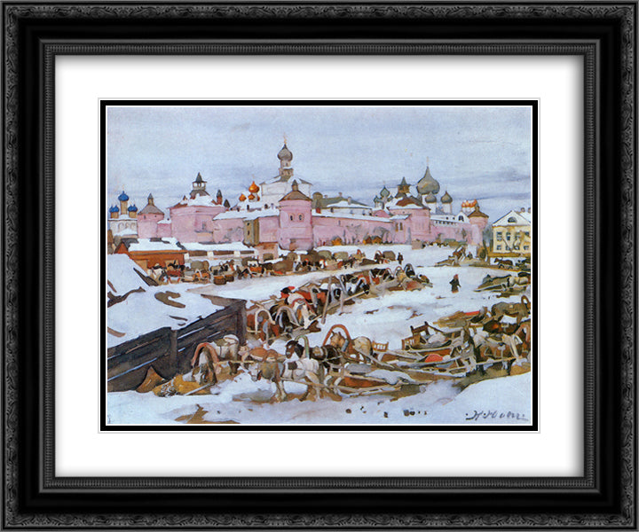 The Rostov Kremlin 24x20 Black Ornate Wood Framed Art Print Poster with Double Matting by Yuon, Konstantin