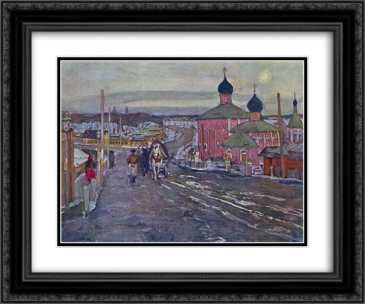 The Twilight 24x20 Black Ornate Wood Framed Art Print Poster with Double Matting by Yuon, Konstantin