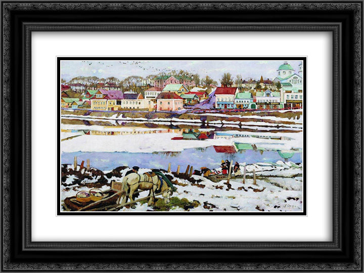 Torzhok 24x18 Black Ornate Wood Framed Art Print Poster with Double Matting by Yuon, Konstantin