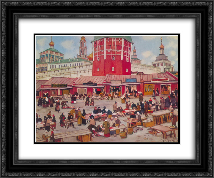 Troitsky Tenements. Zagorsk 24x20 Black Ornate Wood Framed Art Print Poster with Double Matting by Yuon, Konstantin