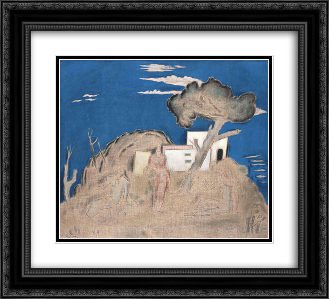 Landscape with Three Figures 22x20 Black Ornate Wood Framed Art Print Poster with Double Matting by Parthenis, Konstantinos