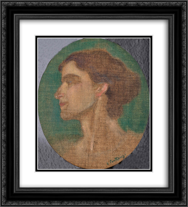 Portrait of Ioulia Partheni 20x22 Black Ornate Wood Framed Art Print Poster with Double Matting by Parthenis, Konstantinos
