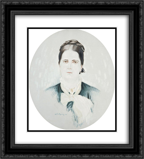 Portrait of M. P Papathanasiou 20x22 Black Ornate Wood Framed Art Print Poster with Double Matting by Parthenis, Konstantinos