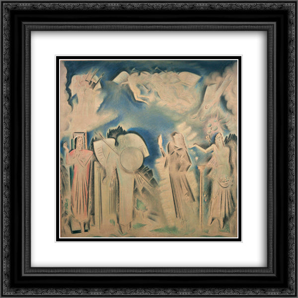 The Apotheosis of Athanasios Diakos 20x20 Black Ornate Wood Framed Art Print Poster with Double Matting by Parthenis, Konstantinos