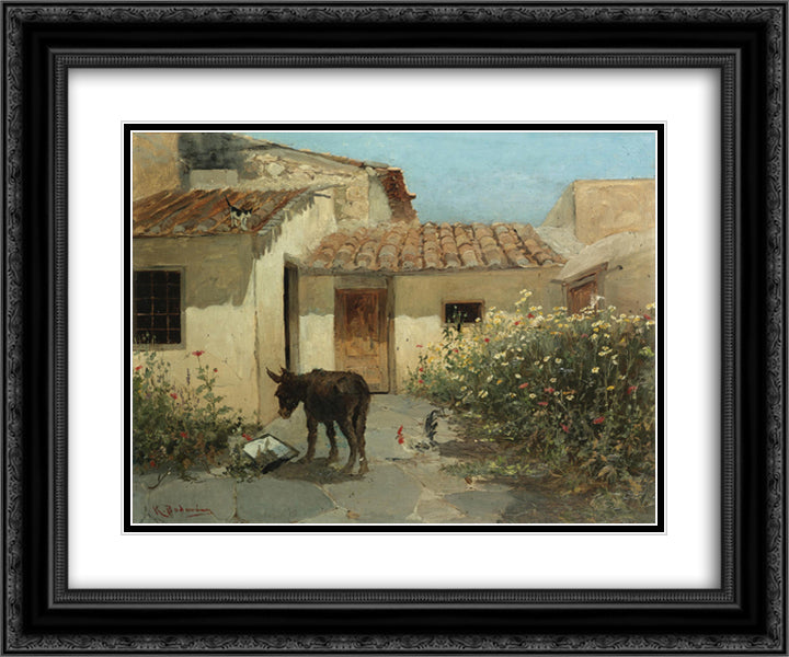 In the garden 24x20 Black Ornate Wood Framed Art Print Poster with Double Matting by Volanakis, Konstantinos