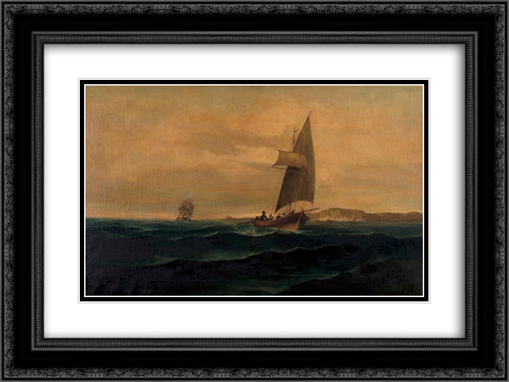 The crossing 24x18 Black Ornate Wood Framed Art Print Poster with Double Matting by Volanakis, Konstantinos