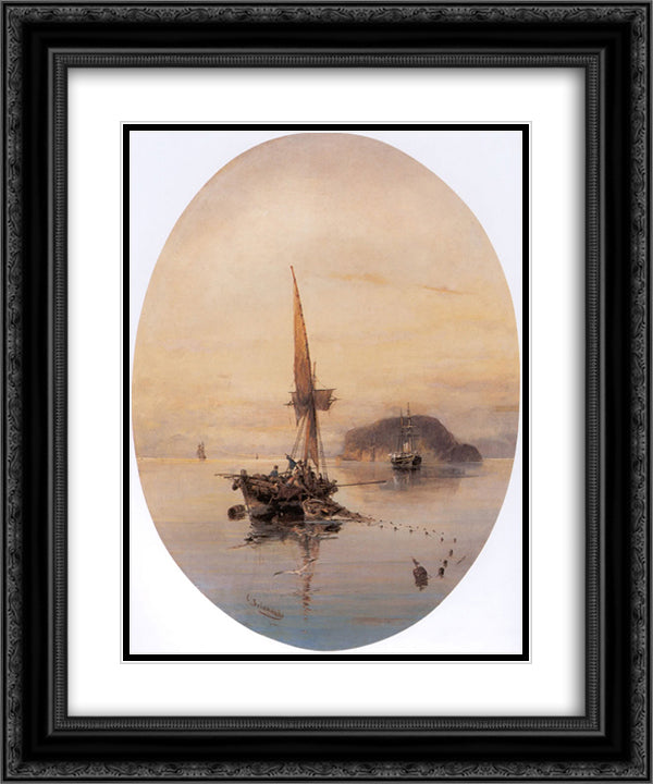 The Fishnet 20x24 Black Ornate Wood Framed Art Print Poster with Double Matting by Volanakis, Konstantinos