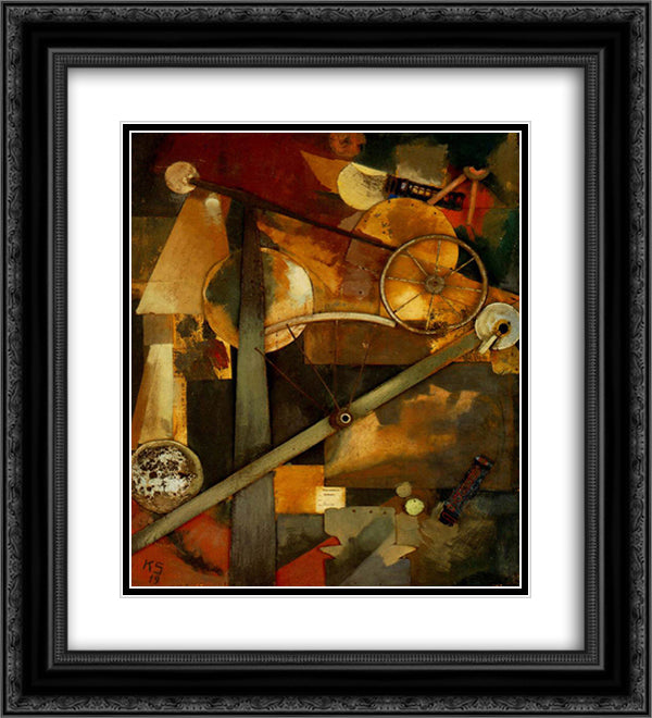 Construction for Noble Ladies 20x22 Black Ornate Wood Framed Art Print Poster with Double Matting by Schwitters, Kurt
