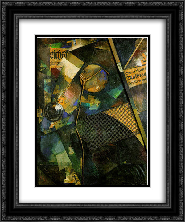 Merz Picture 25A The Star Picture 20x24 Black Ornate Wood Framed Art Print Poster with Double Matting by Schwitters, Kurt