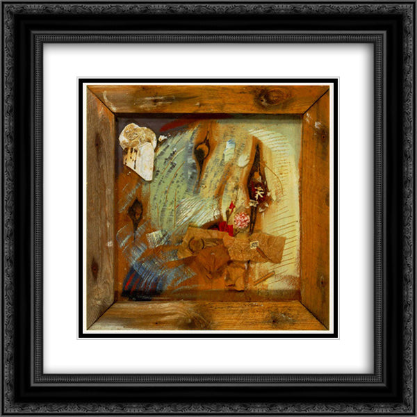 Merzbild Alf 20x20 Black Ornate Wood Framed Art Print Poster with Double Matting by Schwitters, Kurt