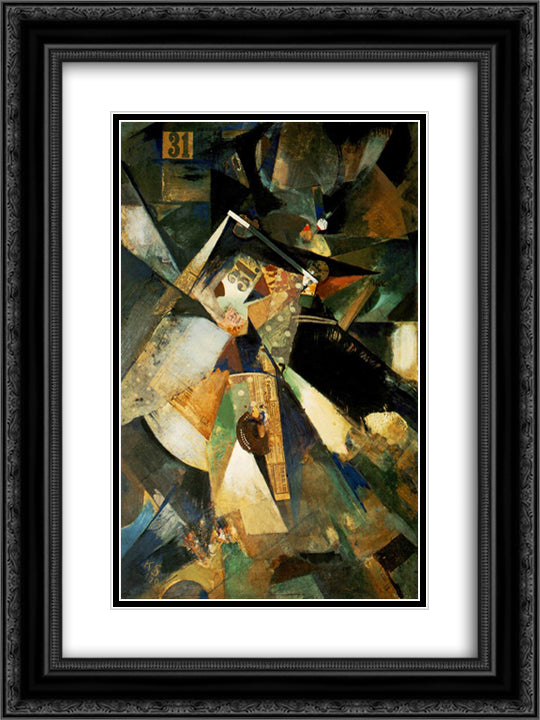 Merzpicture Thirty-One 18x24 Black Ornate Wood Framed Art Print Poster with Double Matting by Schwitters, Kurt