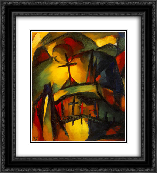 Mountain Graveyard 20x22 Black Ornate Wood Framed Art Print Poster with Double Matting by Schwitters, Kurt