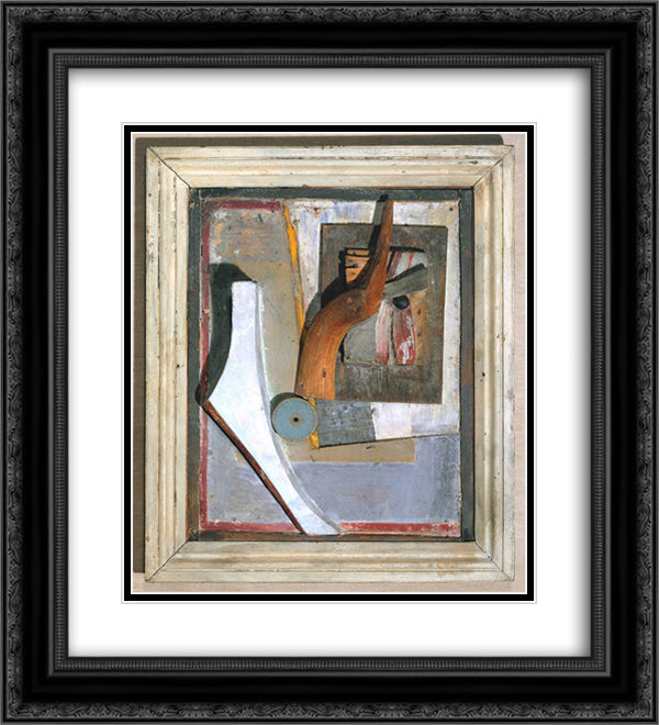 Relief in Relief 20x22 Black Ornate Wood Framed Art Print Poster with Double Matting by Schwitters, Kurt